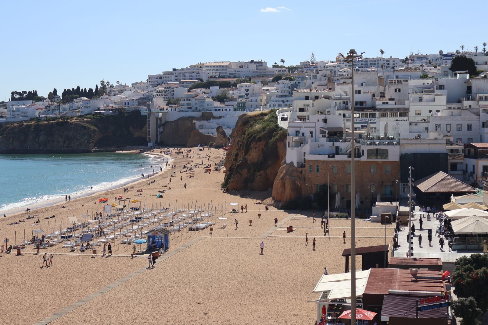 Albufeira's beach below its white houses