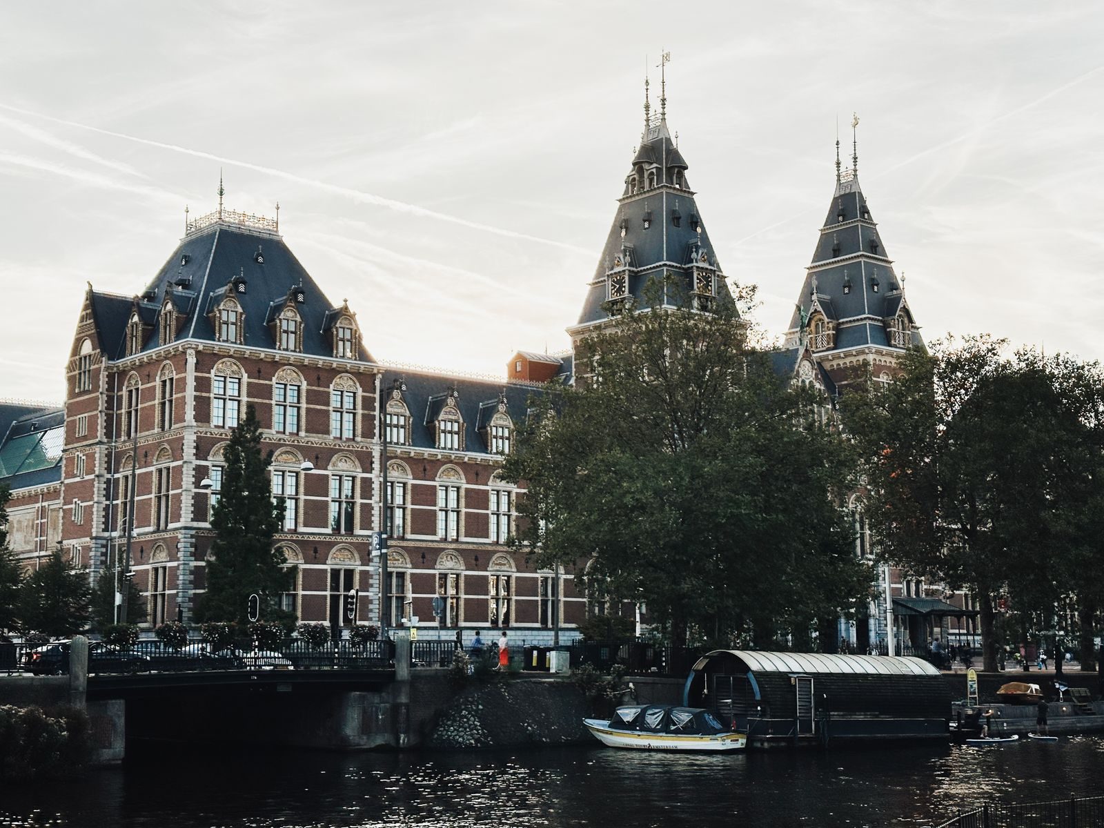 The Rijksmuseum beside an Amsterdam canal