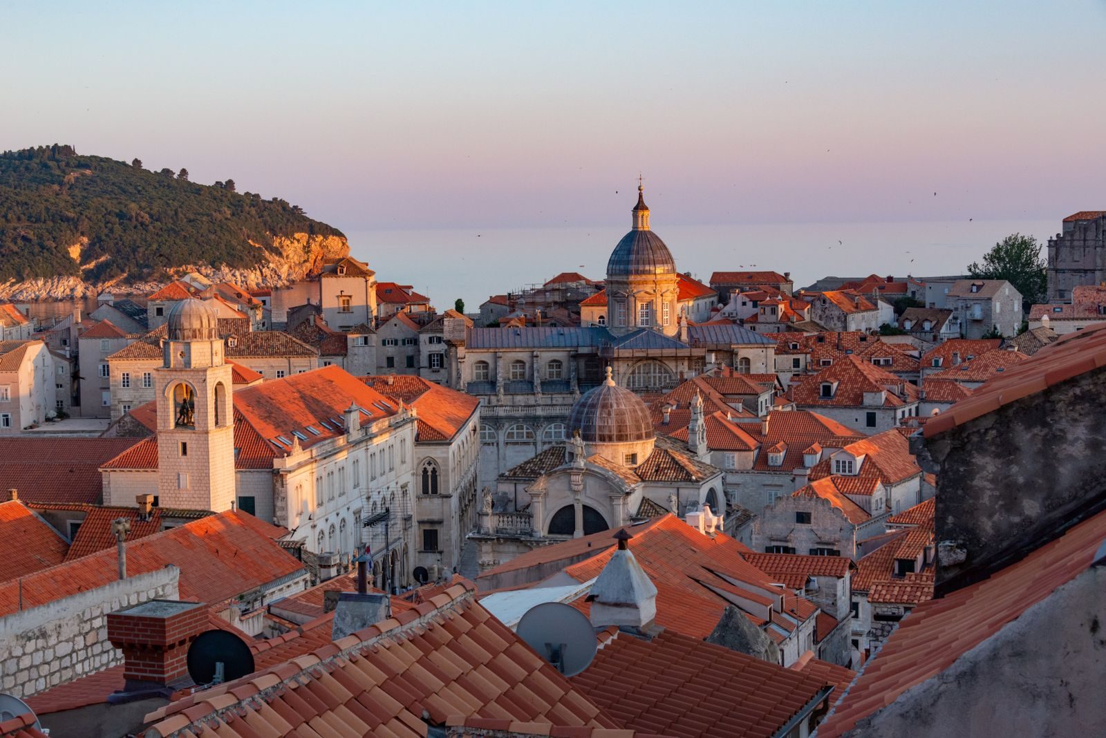 Sunset over the terracotta roofs of Dubrovnik's Old Town