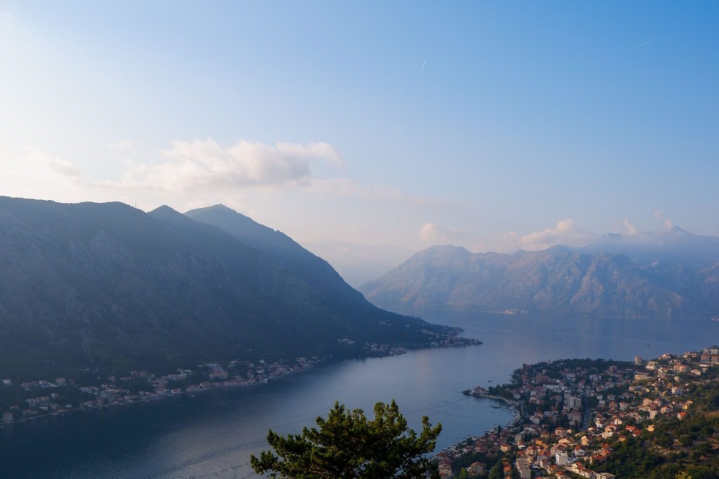 Kotor old town on the Bay of Kotor at sunset, Montenegro