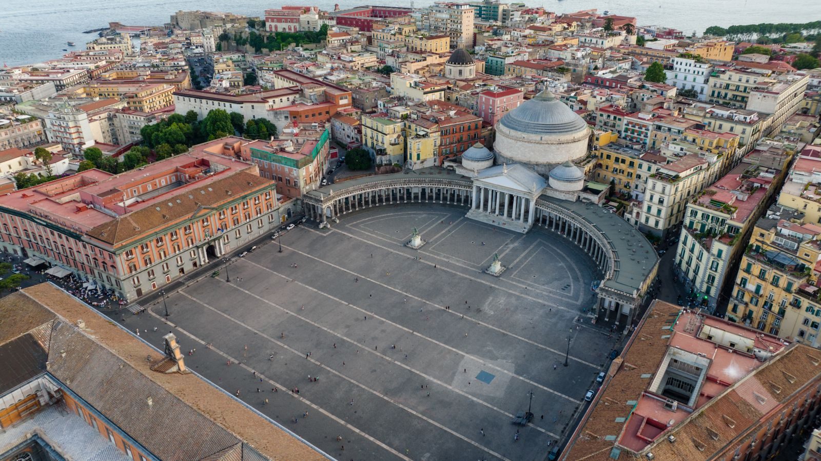 Piazza del Plebiscito in Naples, seen from above