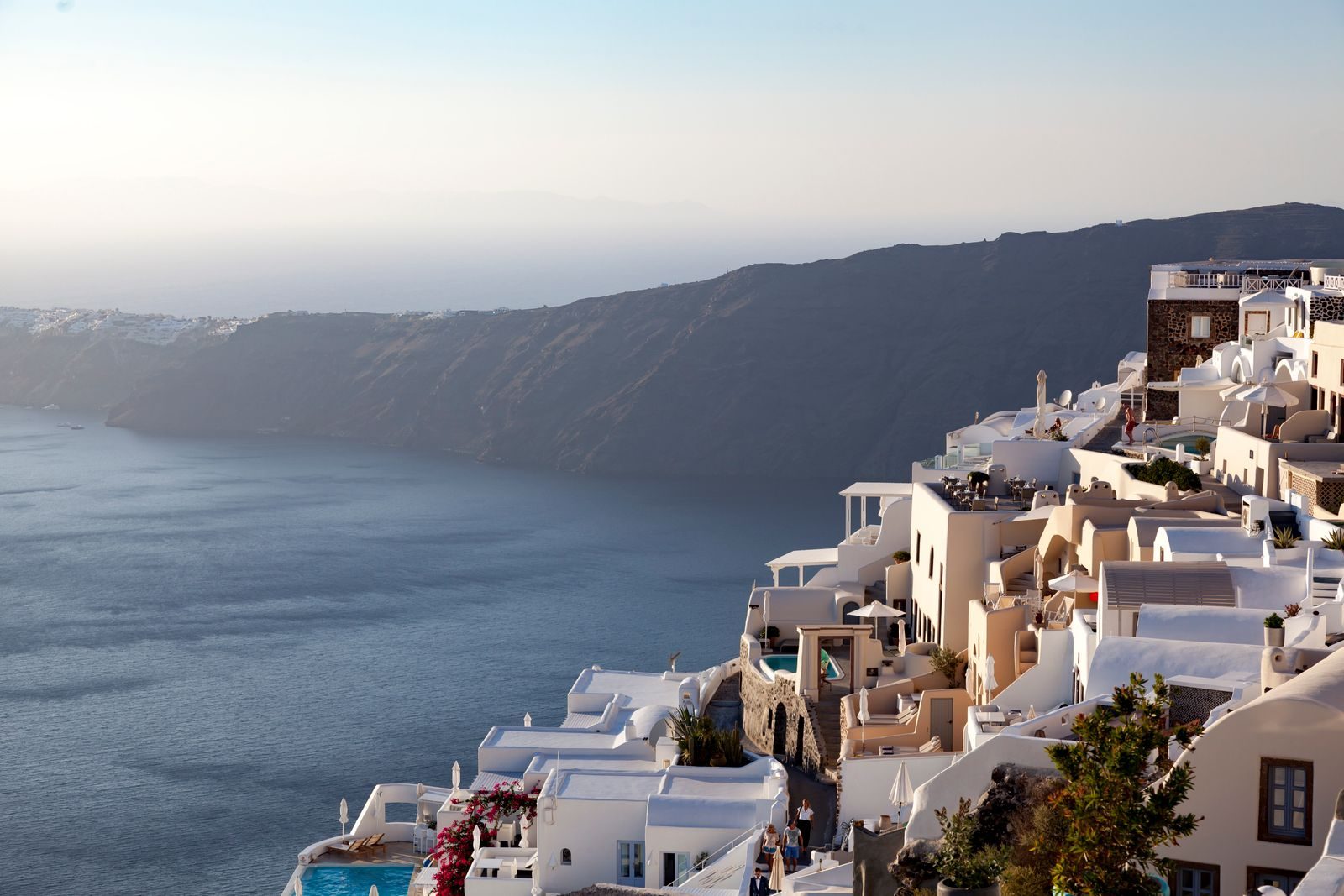 Imerovigli on the caldera rim at sunset